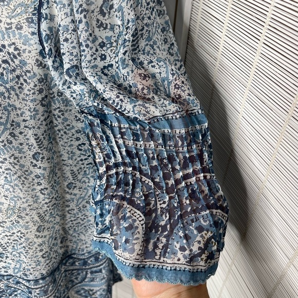 Sea New York Blue Floral Tassel Tie Blouse Size 0 - Picture 3 of 10